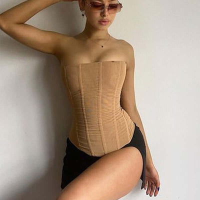 Woman wearing a corset top
